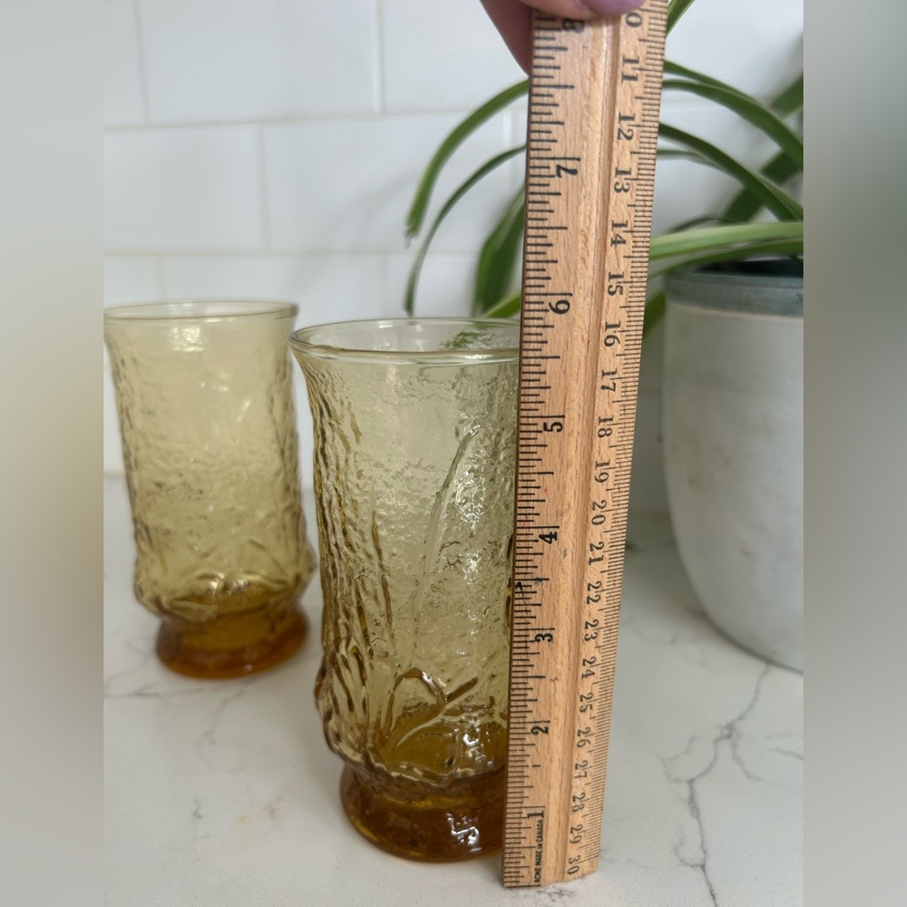 Anchor Hocking Rainflower Amber textured glass tumblers set of 2 - Picture 8 of 9